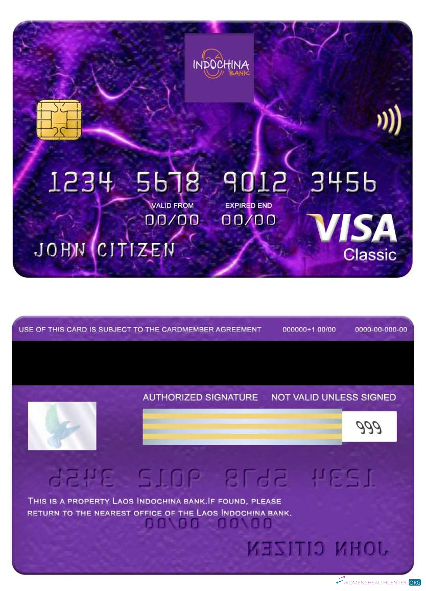 Download Laos Indochina Bank visa classic card Photoshop template